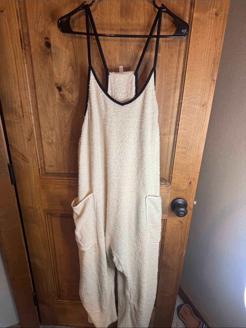 FP Movement by Free People Cream Terry Jumpsuit with Black Trim
